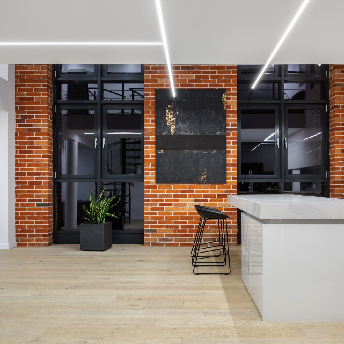 Loft apartment with led ceiling light