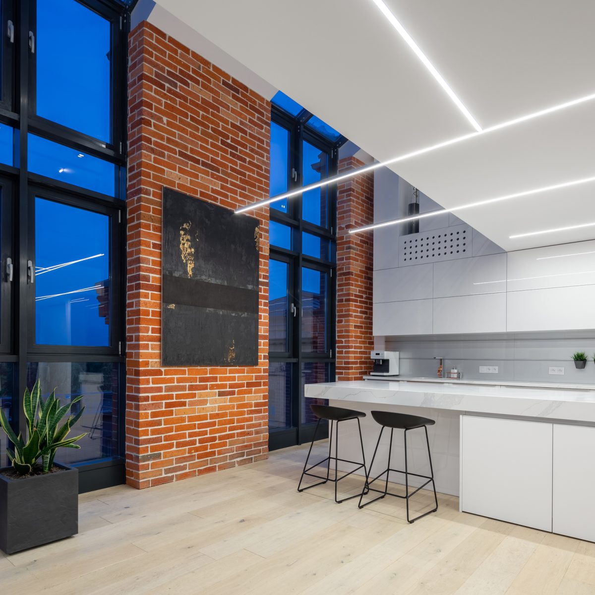 White kitchen with led lights