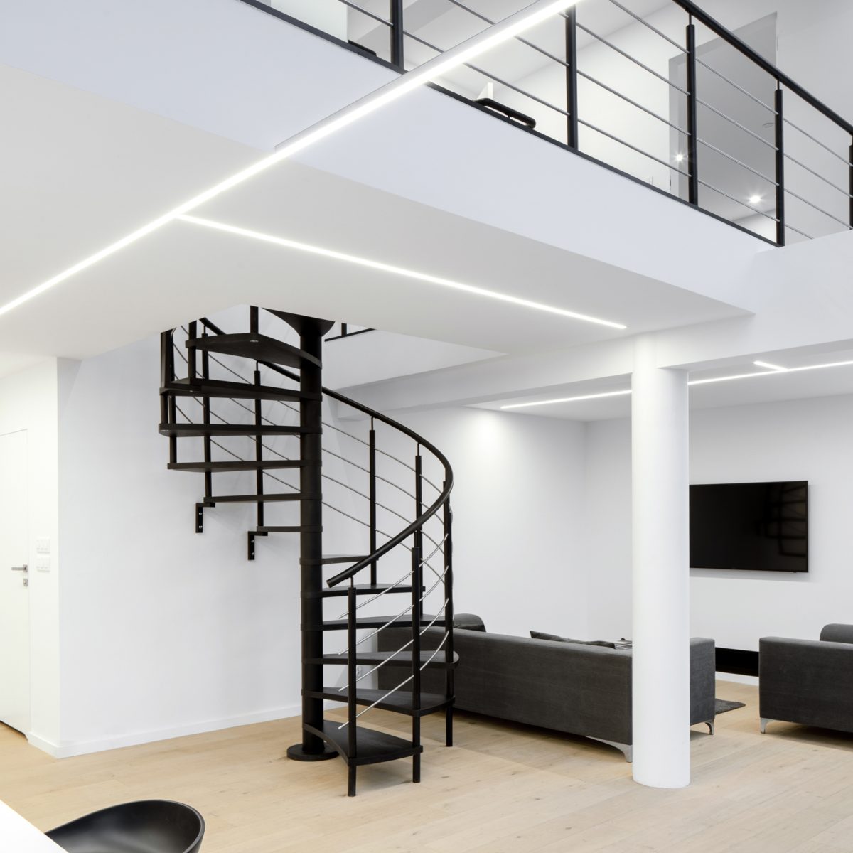 Spacious two-floor apartment interior