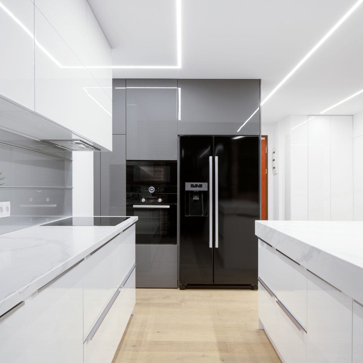 Kitchen with led ceiling lights