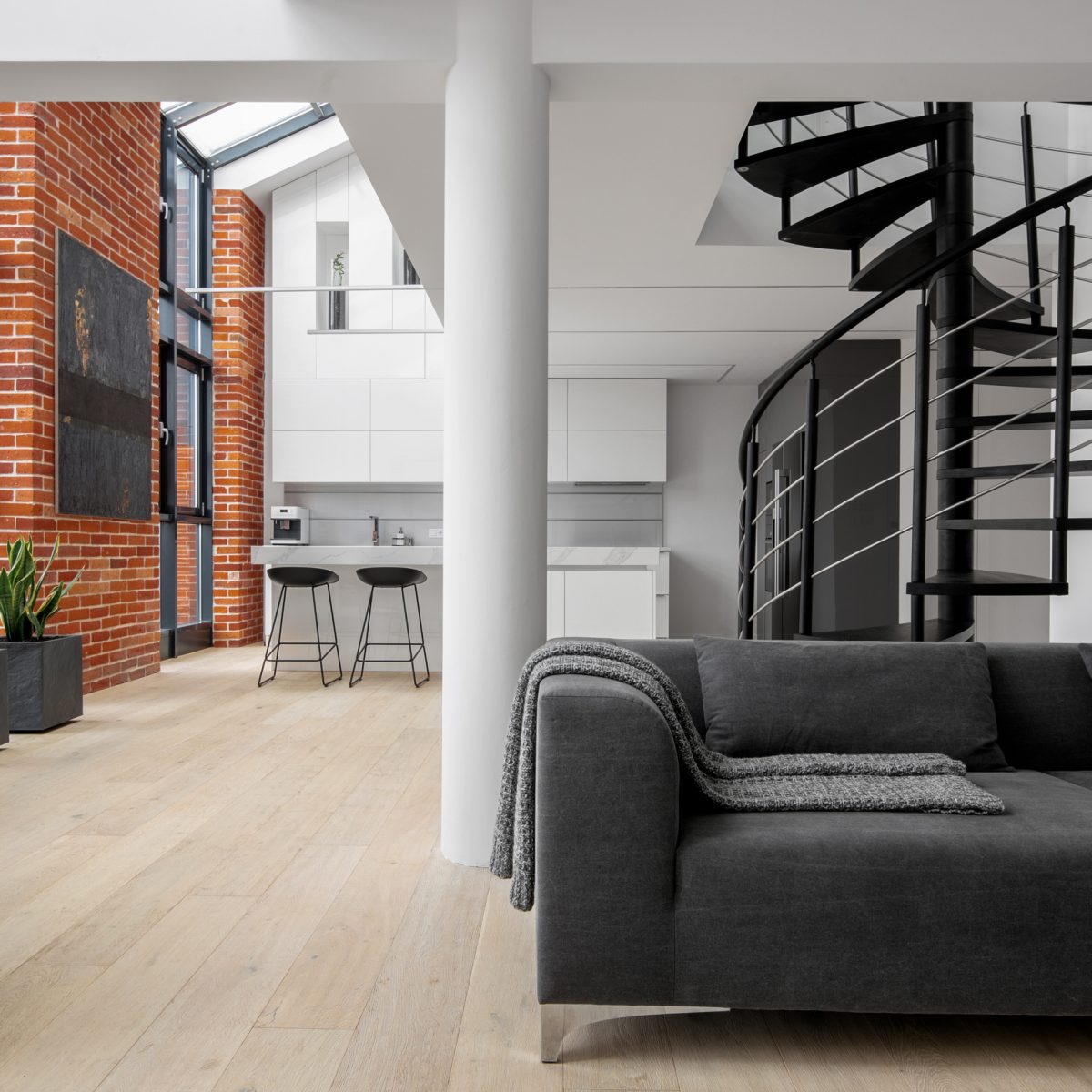 Beautiful loft apartment with exposed red brick