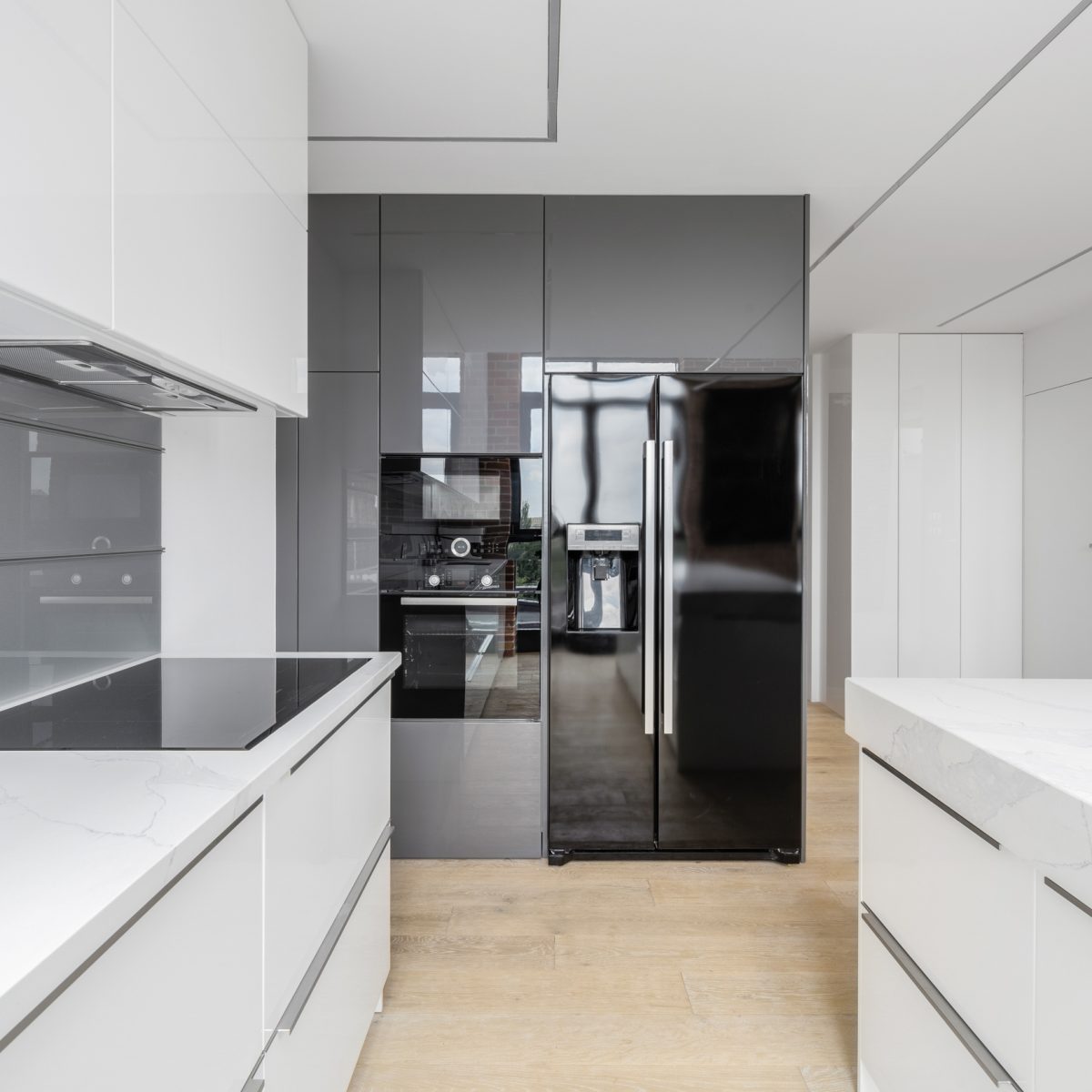 Exclusive white and gray kitchen