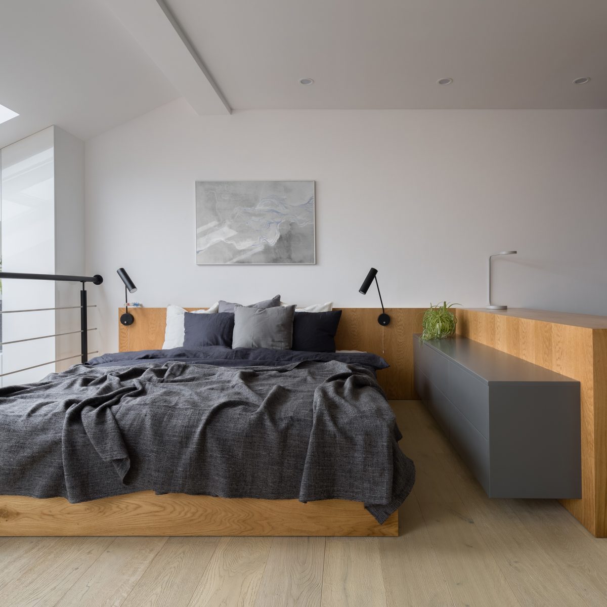 Modern bedroom with desk