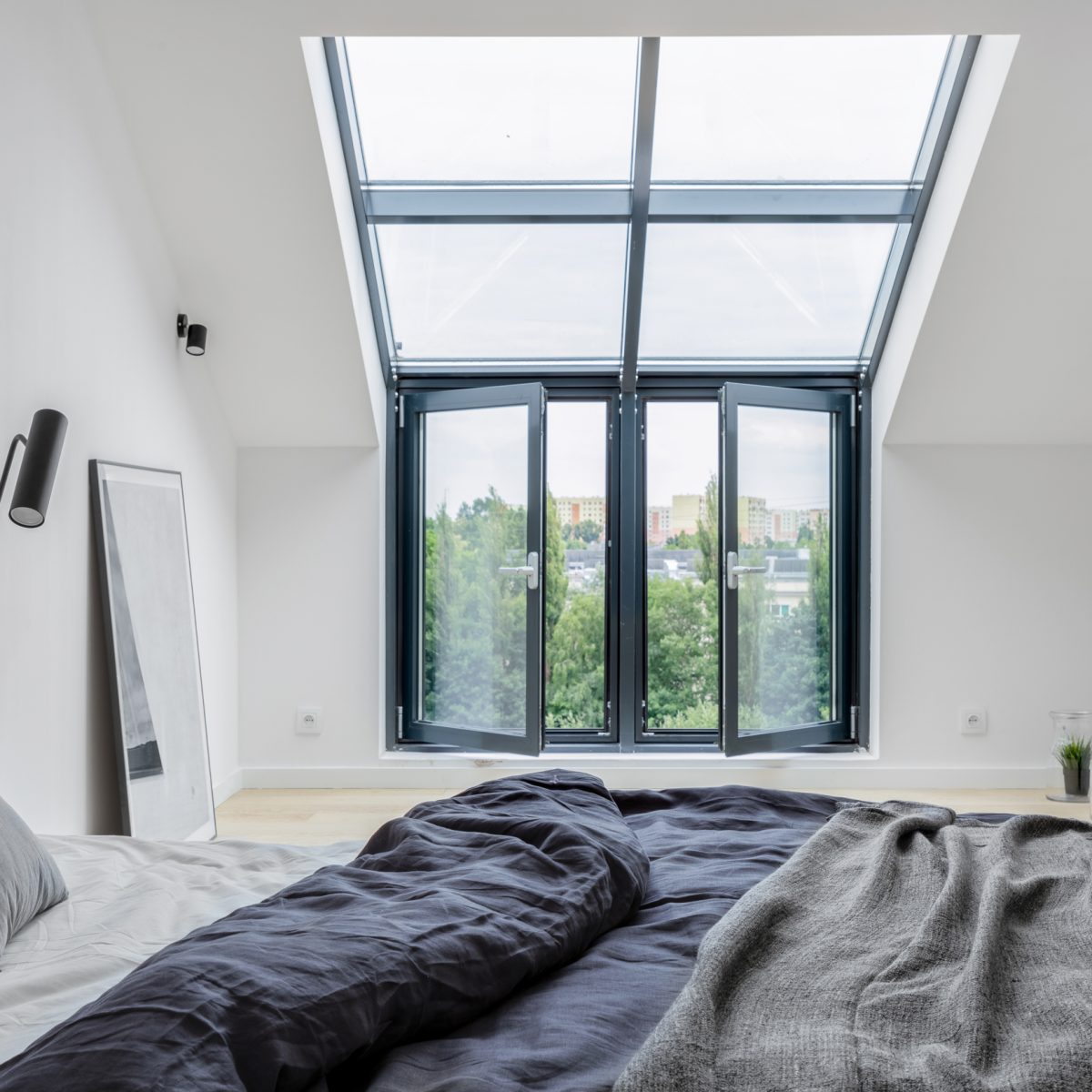 Attic bedroom with big window