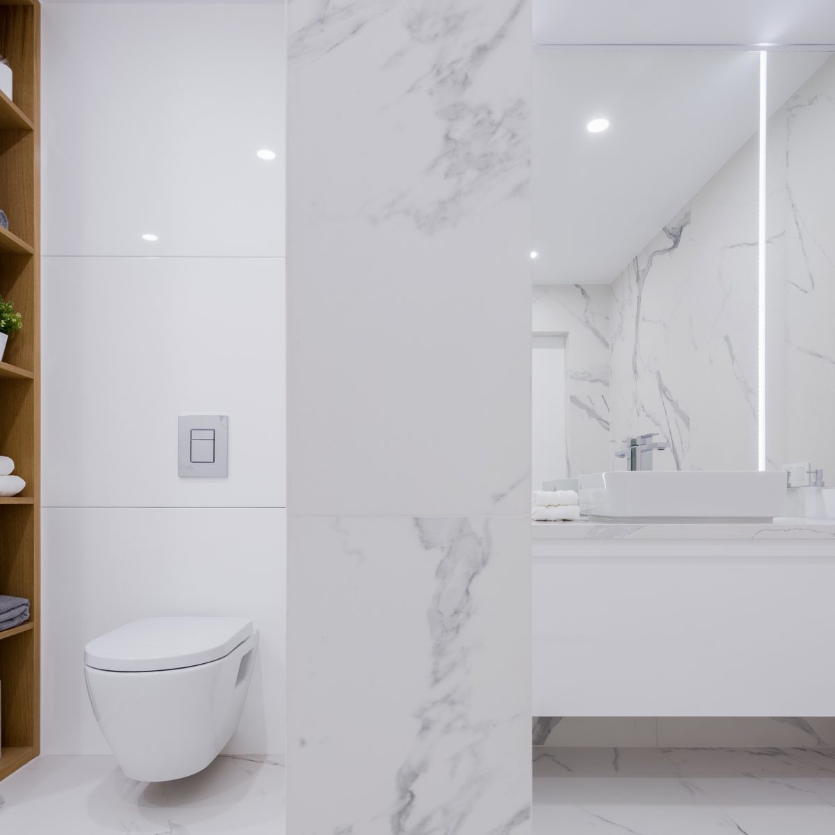 Luxury bathroom in marble tiles