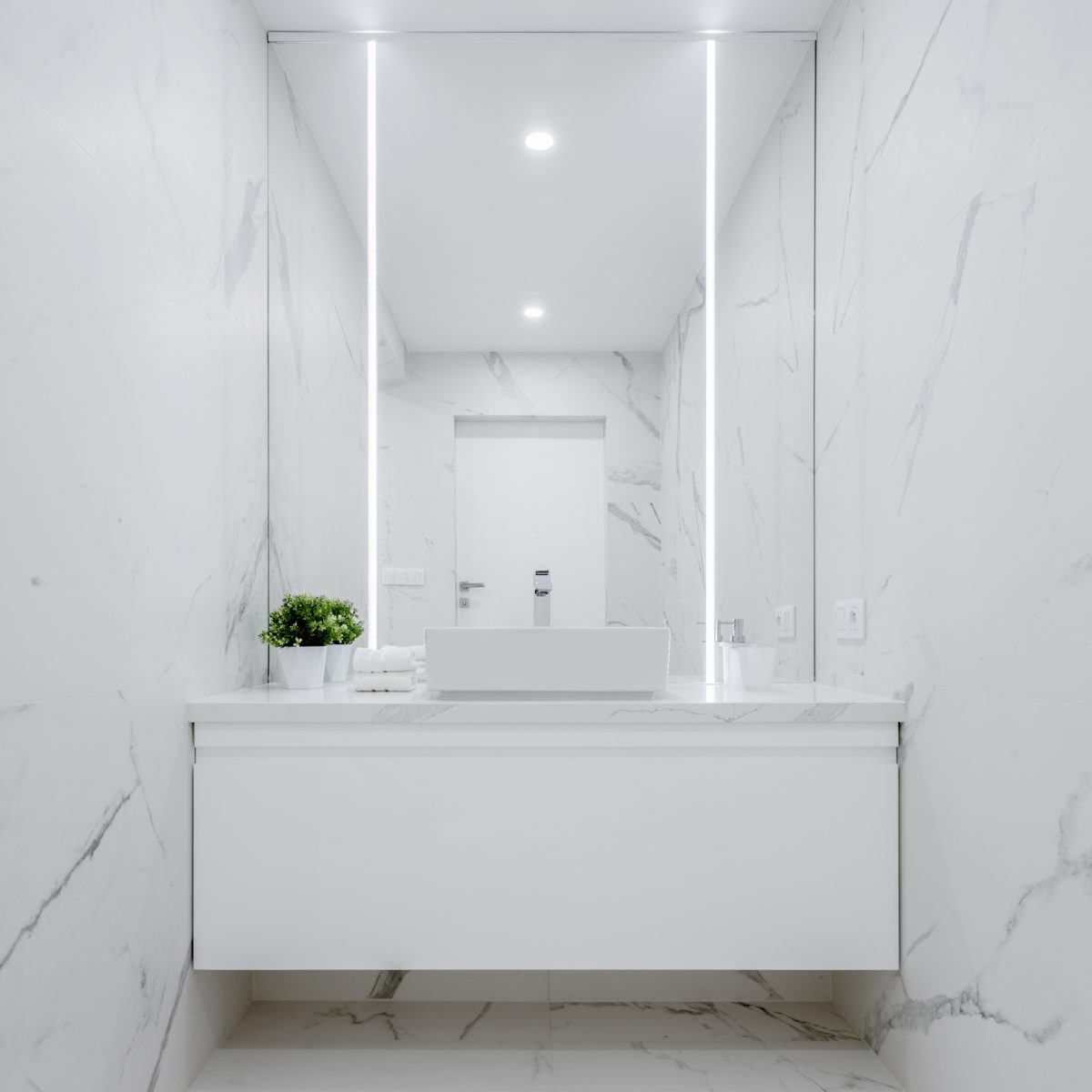 Luxury bathroom in white marble